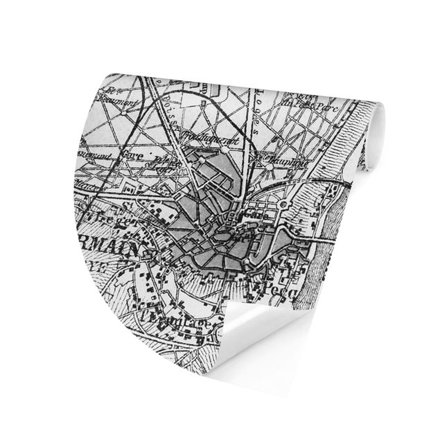 Behangcirkel Vintage Map St Germain Paris