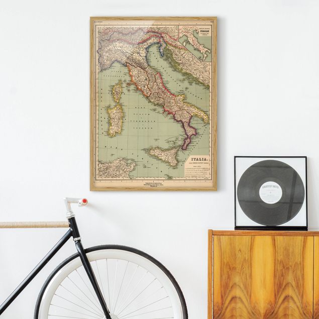 Ingelijste posters Vintage Map Italy