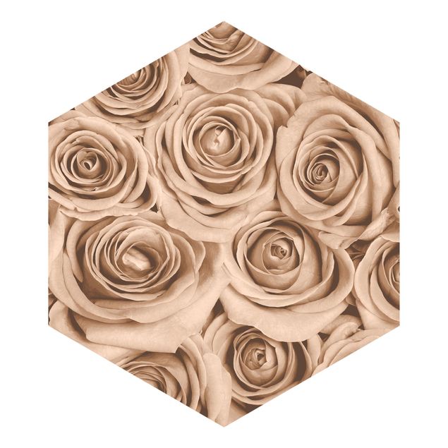 Hexagon Behang Vintage Roses