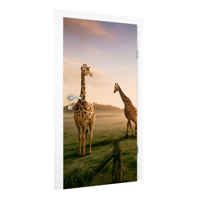 Deur behang Surreal Giraffes