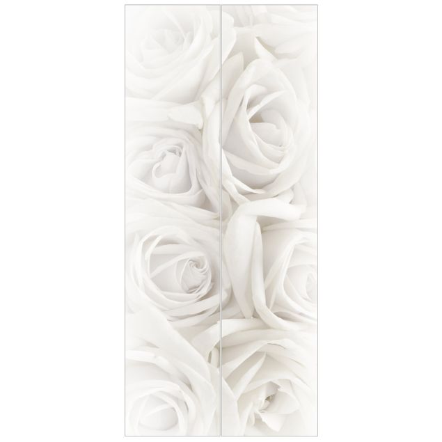 Deur behang White Roses