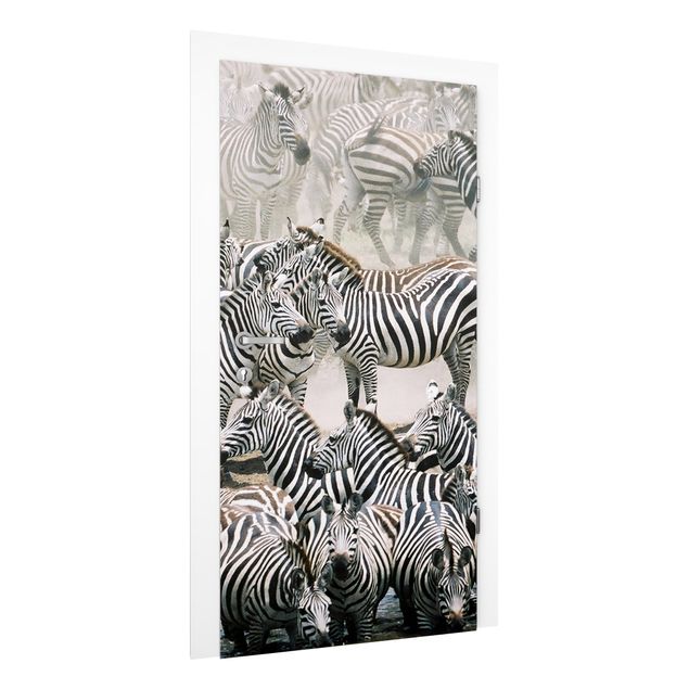 Deur behang Zebra Herd