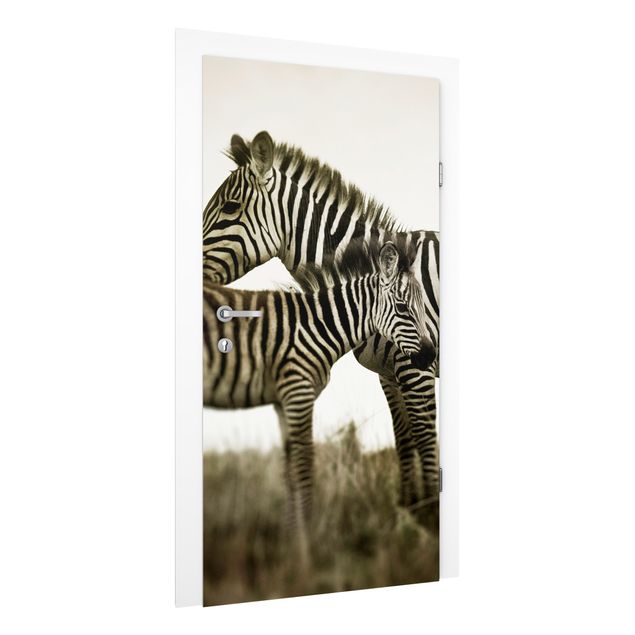 Deur behang Zebra Couple