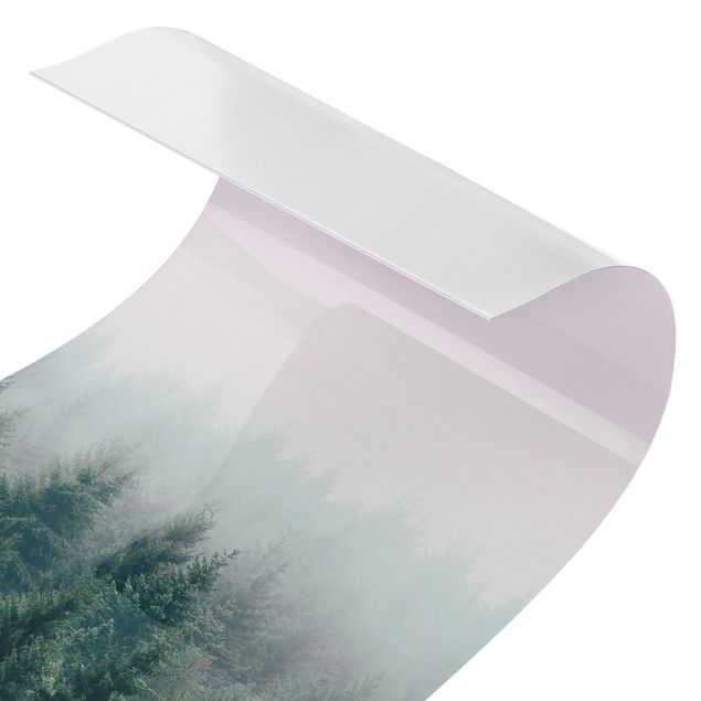 Duschrückwand - Wald im Nebel Dämmerung
