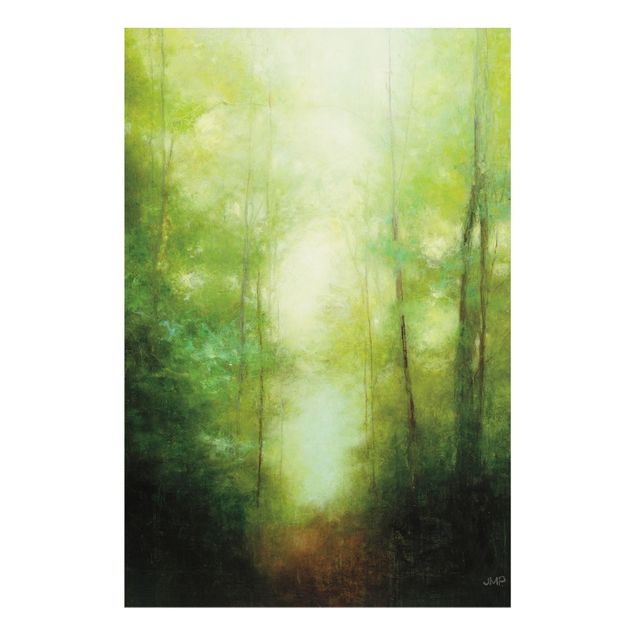 Glasschilderijen - Forest walk in the mist