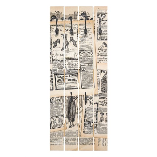 Wandkapstokken houten pallet Antique Newspapers