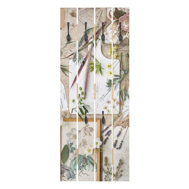 Wandkapstokken houten pallet Flowers And Garden Herbs Vintage