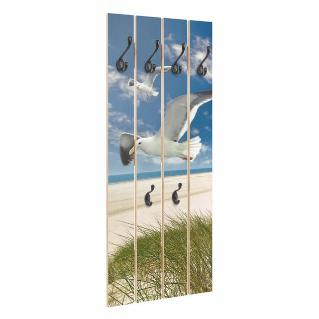Wandkapstokken houten pallet Dune Breeze Seagulls