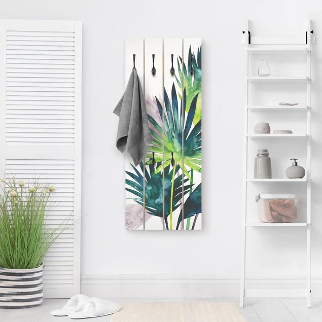 Wandkapstokken houten pallet Exotic Foliage - Fan Palm