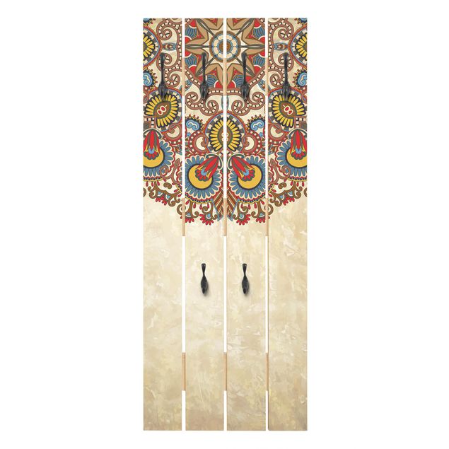 Wandkapstokken houten pallet Coloured Mandala