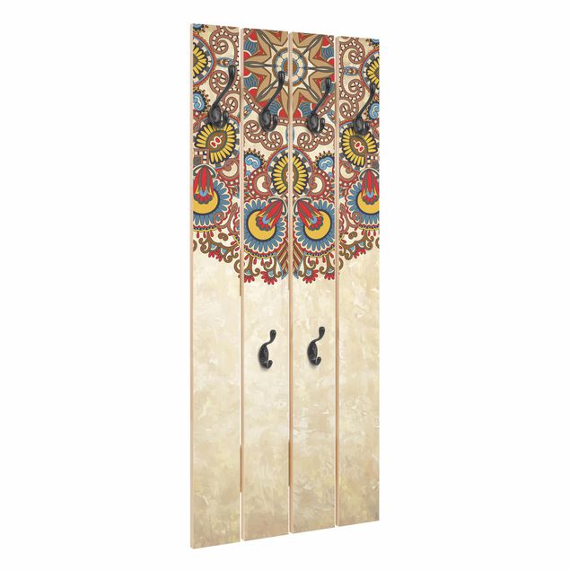 Wandkapstokken houten pallet Coloured Mandala