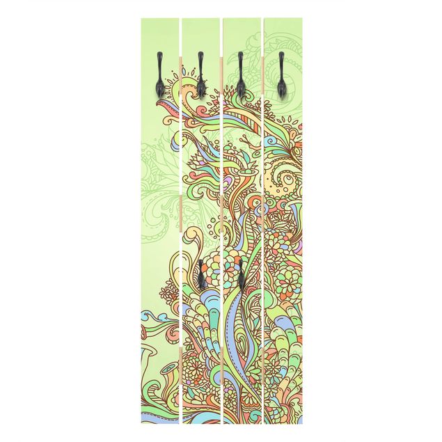 Wandkapstokken houten pallet Floral Illustration