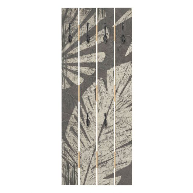 Wandkapstokken houten pallet Palm Leaves Dark Grey Backdrop