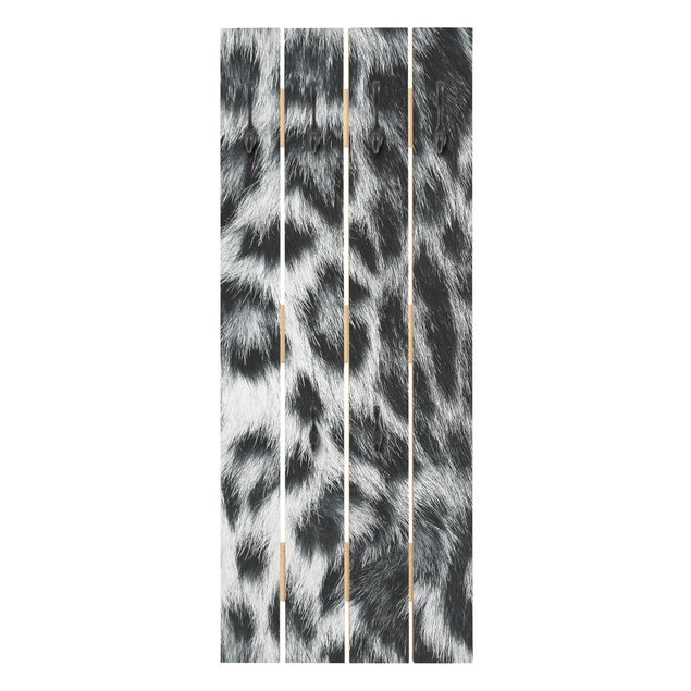 Wandkapstokken houten pallet Snow Leopard