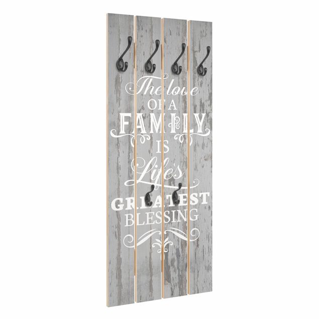 Wandkapstokken houten pallet Shabby Wood - Family Is