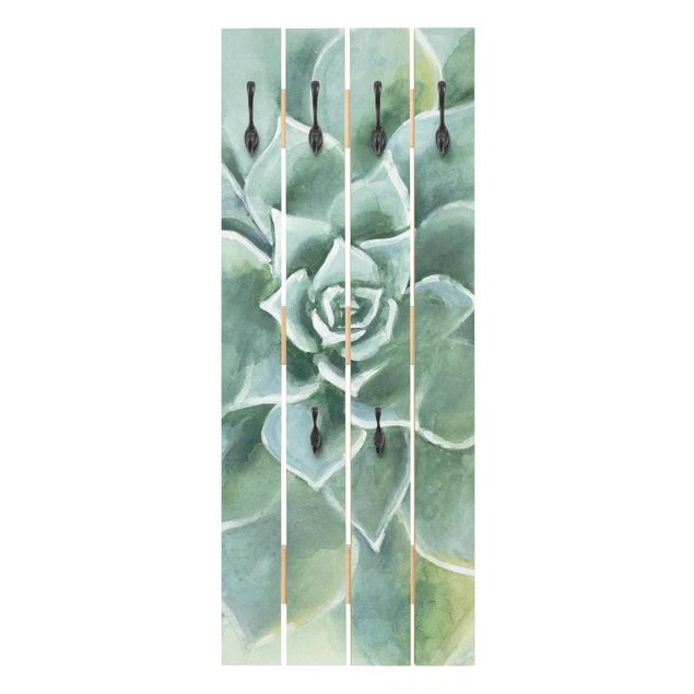 Wandkapstokken houten pallet Succulent Plant Watercolour Dark