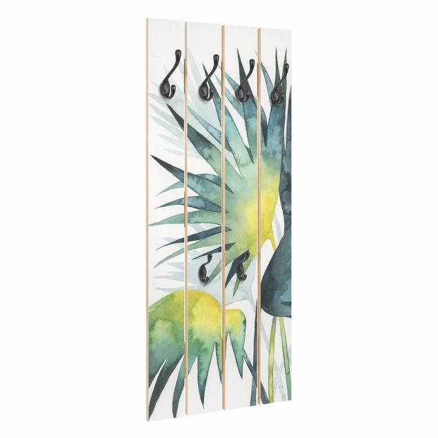 Wandkapstokken houten pallet Tropical Foliage - Fan Palm