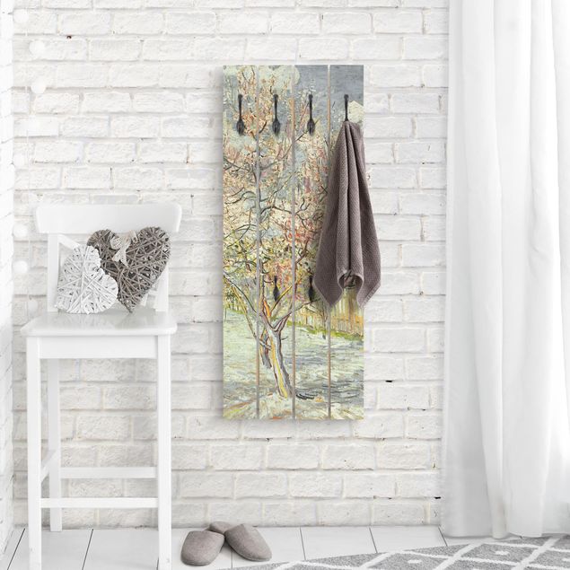 Wandkapstokken houten pallet Vincent van Gogh - Flowering Peach Trees