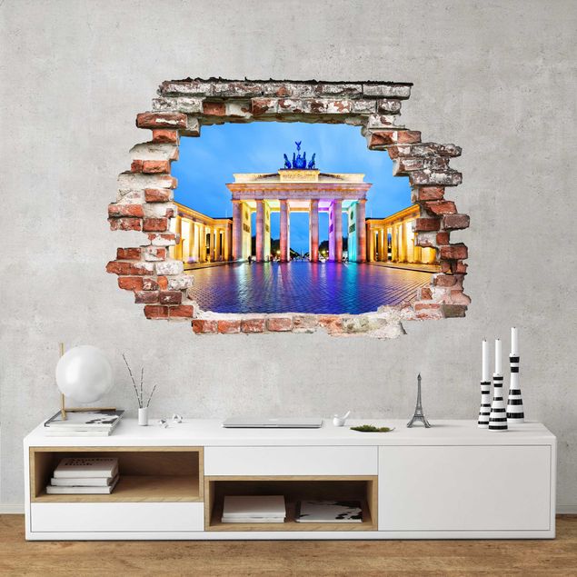 Muurstickers stadsnamen Illuminated Brandenburg Gate