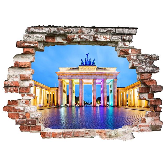 Muurstickers 3d Illuminated Brandenburg Gate