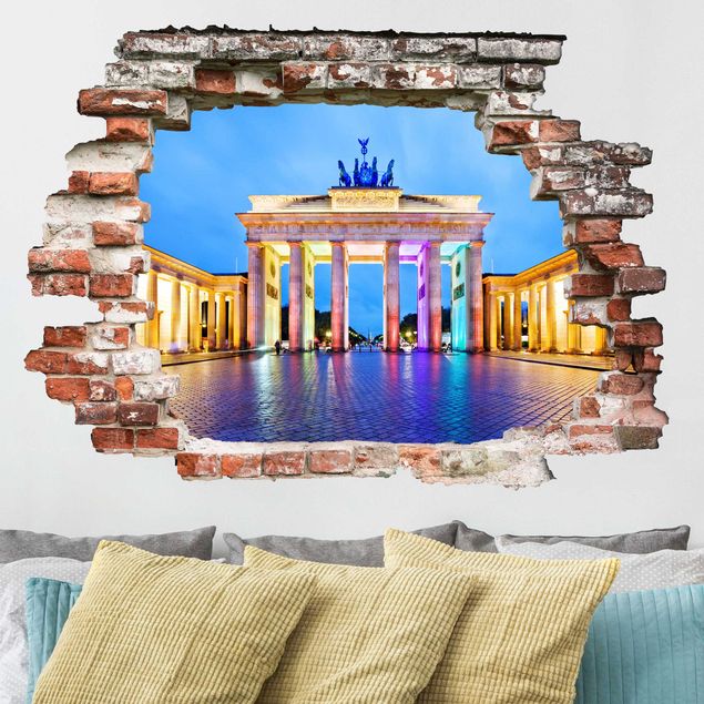 Muurstickers métropole Illuminated Brandenburg Gate