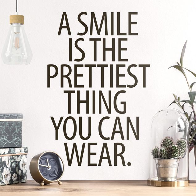Muurstickers spreuken en quotes A Smile Is The Prettiest Thing Sans Serif