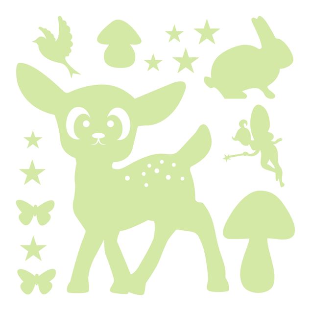 Muurstickers fee Wall Decal Night Glow Set Animal In the Forest