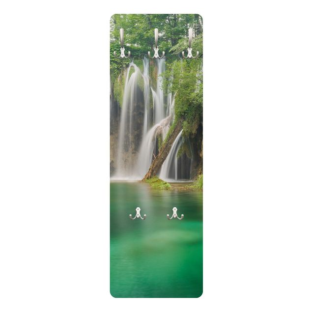 Wandkapstokken houten paneel Waterfall Plitvice Lakes