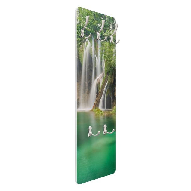 Wandkapstokken houten paneel Waterfall Plitvice Lakes