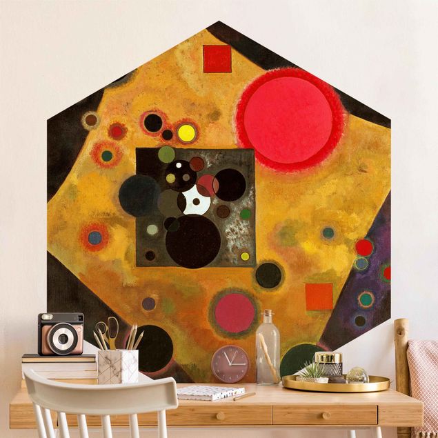 Hexagon Behang Wassily Kandinsky - Accent in Pink