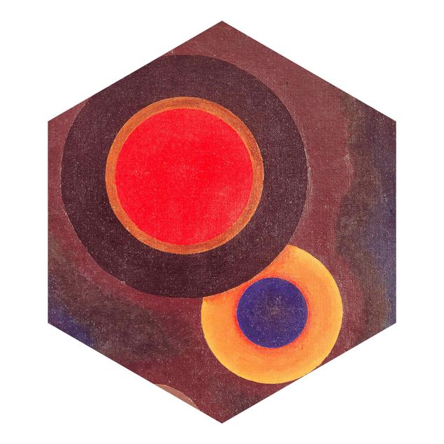 Hexagon Behang Wassily Kandinsky - Circles And Lines