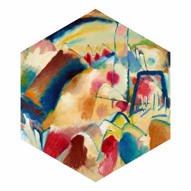 Hexagon Behang Wassily Kandinsky - Landscape With Church