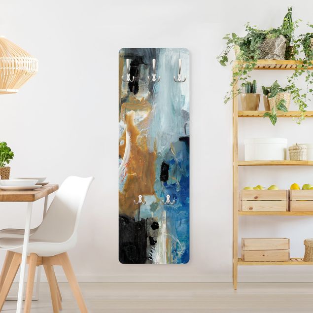 Wandkapstokken houten paneel Interplay Abstract I