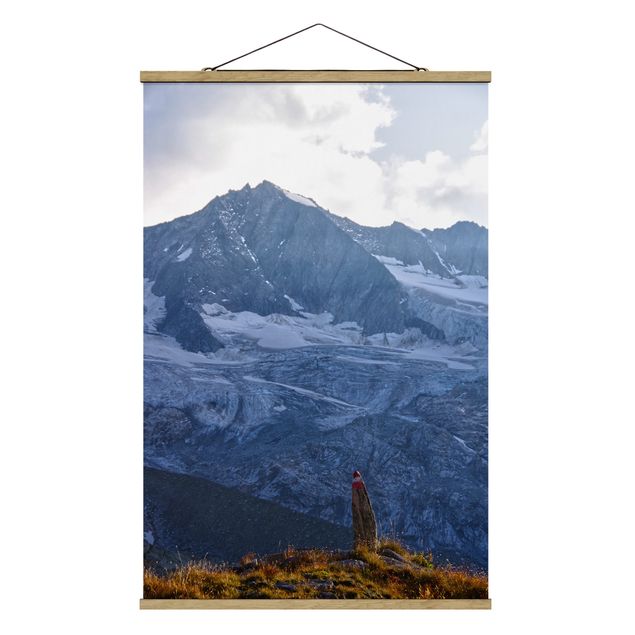 Stoffen schilderij met posterlijst Marked Path In The Alps