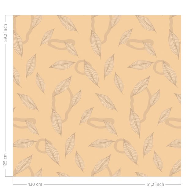 bloem gordijnen Willow Leaves Pattern - Pastel Orange