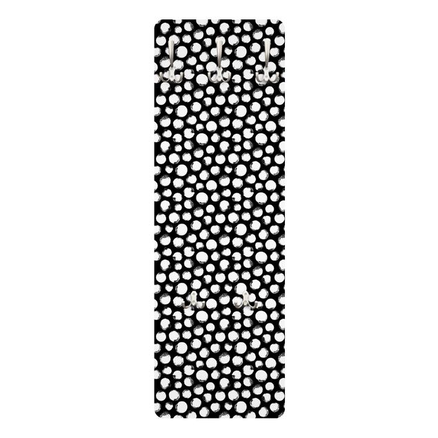 Wandkapstokken houten paneel White Ink Polka Dots On Black