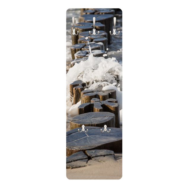 Wandkapstokken houten paneel Breakwater On The Beach