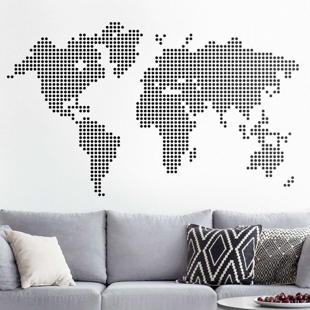 Muurstickers wereldkaart World Map Points