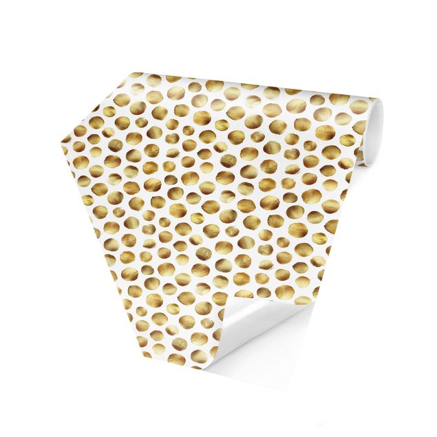 Hexagon Behang Wild Golden Polkadots
