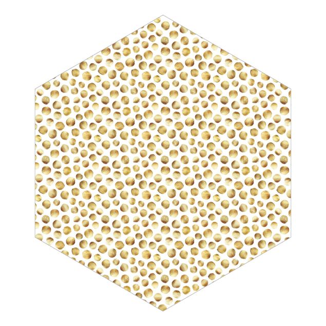 Hexagon Behang Wild Golden Polkadots