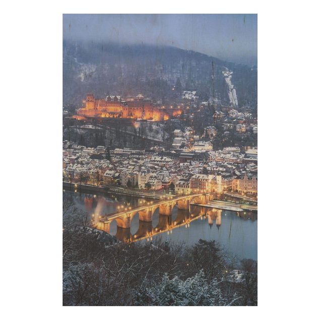 Houten schilderijen Heidelberg In The Winter