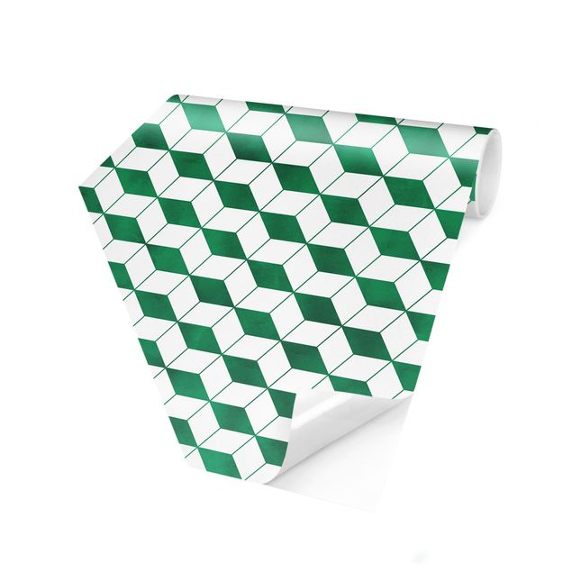 Hexagon Behang Cube Pattern In 3D