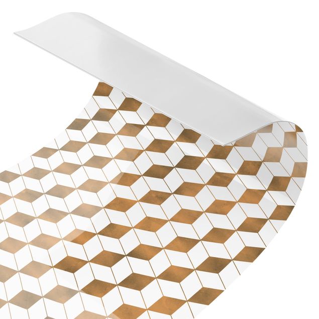Keukenachterwanden Cube Pattern In 3D Gold