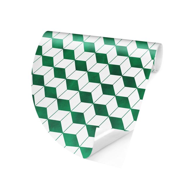 Behangcirkel Cube Pattern In 3D