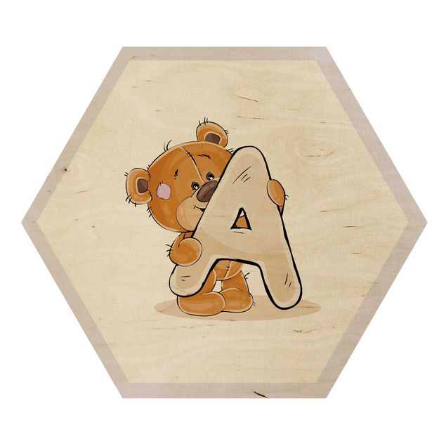 Hexagons houten schilderijen Desired Letter Teddy Girl