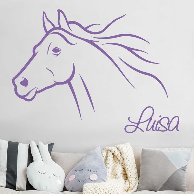Muurstickers dieren Horse With Customised Name