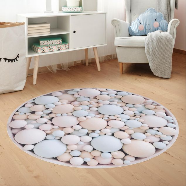 Rond vinyl tapijt Delicate Circle Composition In Pastel Pink