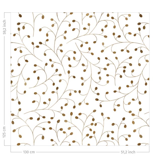 gordijn patroon Delicate Branch Pattern With Dots In Gold