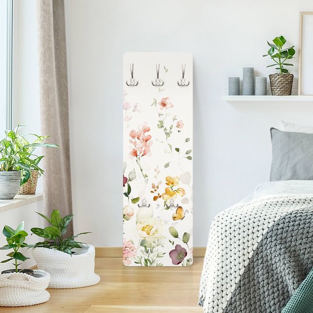 Wandkapstokken houten paneel - Delicate Flower Arrangement