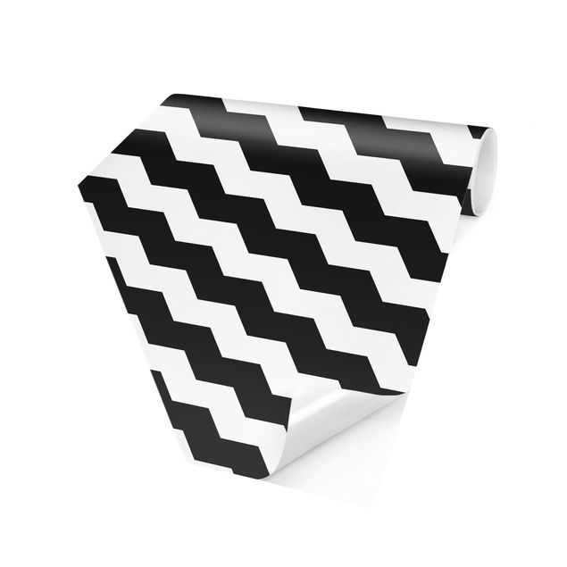 Hexagon Behang Zig Zag Pattern Geometry Black And White